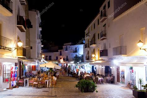 Ibiza Dalt Vila Nightlife Under Night Lights — Stock Photo © Lunamarina