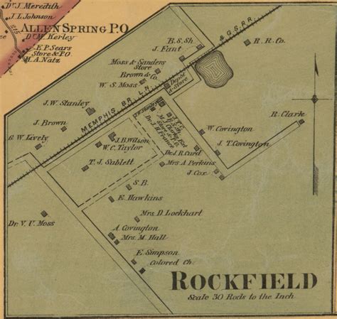 Rockfield Village Kentucky 1877 Old Town Map Custom Print Warren Co
