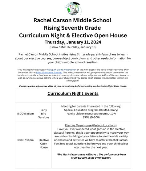 Academic Advisingcourse Registration Rachel Carson Middle School