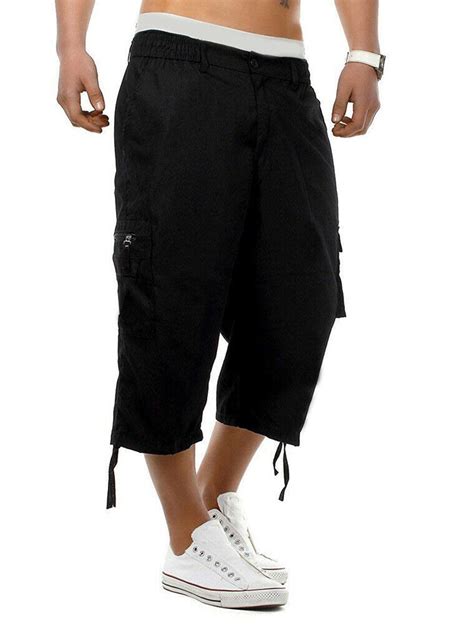 centuryx men s casual 3 4 cargo shorts below knee loose fit twill cargo capri long shorts with