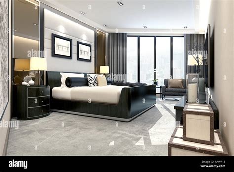 3d Render Modern Luxury Hotel Room Stock Photo Alamy