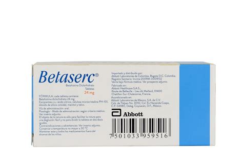 Yardımcı maddeler için 6.1'e bakınız. Comprar Betaserc 24 mg Con 20 Tabletas. En Farmalisto ...
