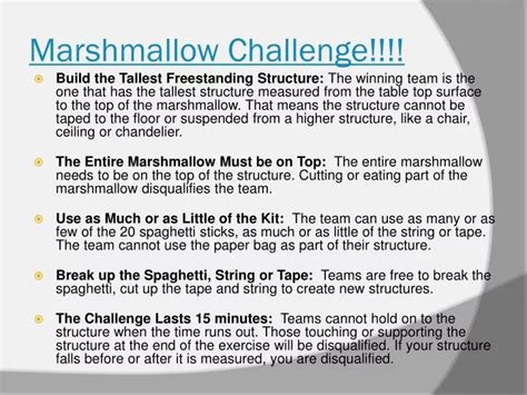 Ppt Marshmallow Challenge Powerpoint Presentation Free Download