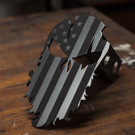 Bearded Punisher Warrior Subdued American Trailer Hitch Cover