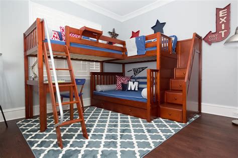 Maxtrix Twin Over Full Corner Loft Bunk Bed With Ladder And Stairs
