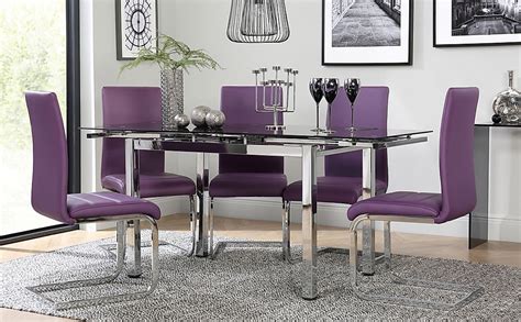 Chairs & stools apply chairs & stools filter. Space Chrome and Black Glass Extending Dining Table with 4 ...