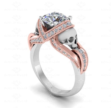 Blush in our timeless collection of rose gold wedding rings in hd, 360° views. 'Aphrodite' 1.60ct White Gold and Rose Gold Skull ...