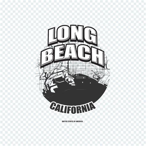 the logo for long beach california with an image of a man on a surfboard