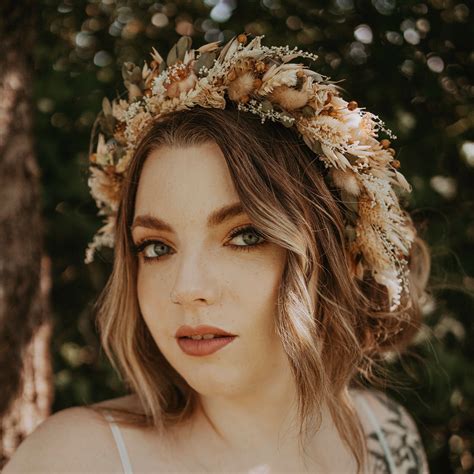 Roxie Dried Flower Crown Bohemian Wedding Headband Etsy Uk Flower
