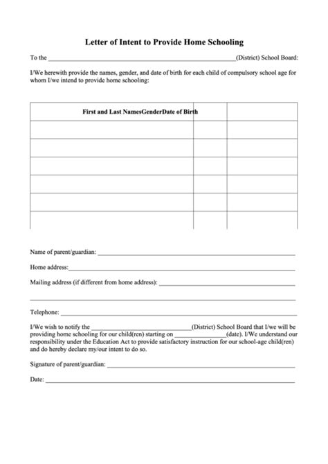 Sample of letter of intent to homeschool the final tips on writing a letter of intent to homeschool are that you need to keep a copy of your letter with you in case of proof and then send the second copy to the superintendent of. Top 6 Letter Of Intent To Homeschool free to download in ...