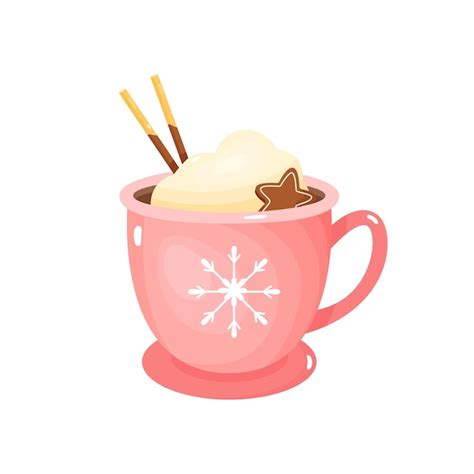 Taza De Chocolate Caliente Vector Premium