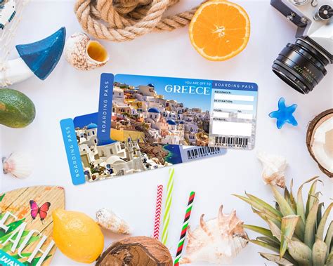 Digital Greece Surprise Trip T Ticket Santorini Printable Etsy