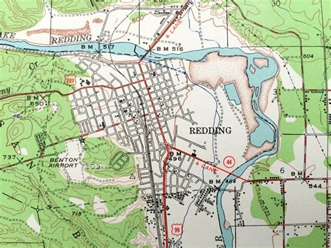 Antique Redding California 1944 Us Geological Survey Etsy