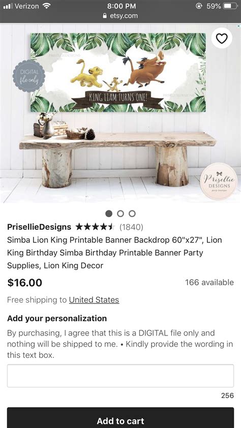 Simba Lion King Printable Banner Backdrop 60x27 Etsy Banner