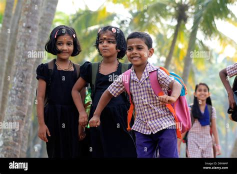 School Children Happily Posing Rural Kerala India Stock Photo Alamy