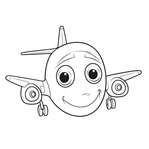 Cartoon Airplane Coloring Page Outline Sketch Drawing Vector Car