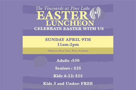 Easter Luncheon The Vineyards At Pine Lake Sold Out Youngstown Live