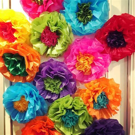 Mexican Tissue Paper Flowers Photo Wall Wedding Fiesta Etsy