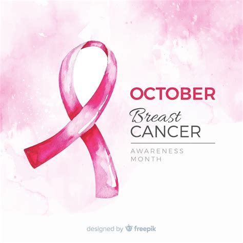 Premium Vector Watercolor Breast Cancer Awareness With Ribbon