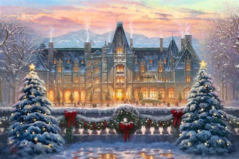 The look of christmas, with its trees and garlands and twinkling lights, is of course well known. Christmas at Biltmore® by Thomas Kinkade Studios - CV Art ...