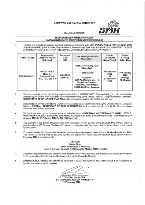 Tender and quotation notice for year 2021. E Tender Notice Sarawak - rass-naa