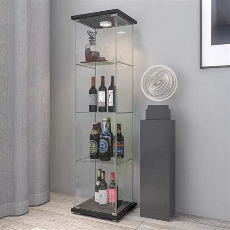 Buy 4 Tier Glass Display Cabinet With Glass Door 5mm Tempered Glass