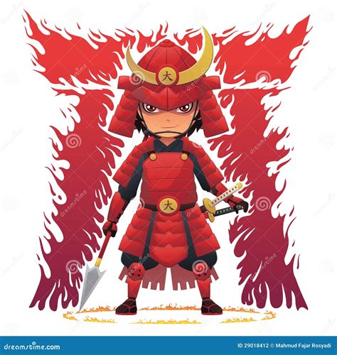 Samurai Rojo De La Armadura Ilustración Del Vector Ilustración De