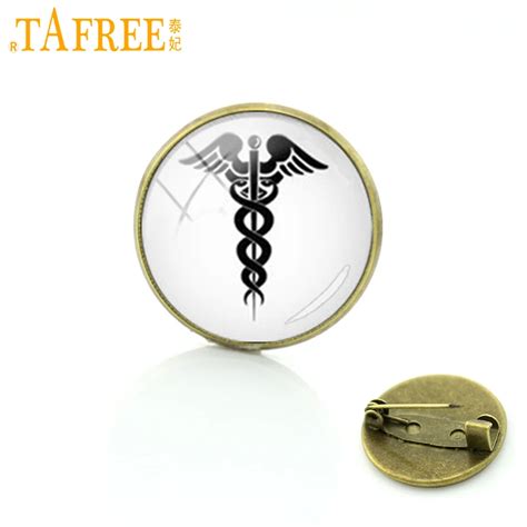 Tafree Caduceus Medical Symbol Glass Metal Pins Promotion Upscale