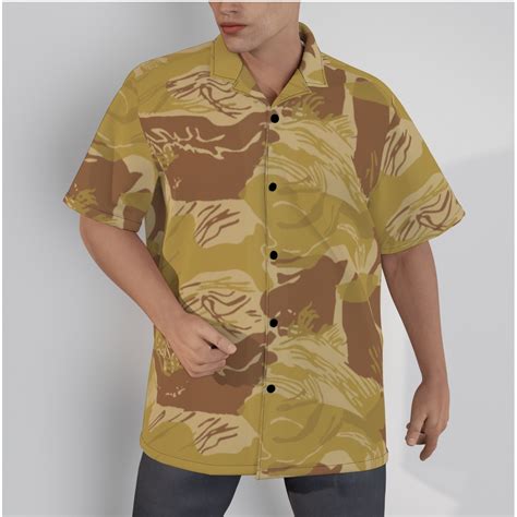 Rhodesian Brushstroke Camouflage Arid Hawaiian Shirt 115gsm Cotton