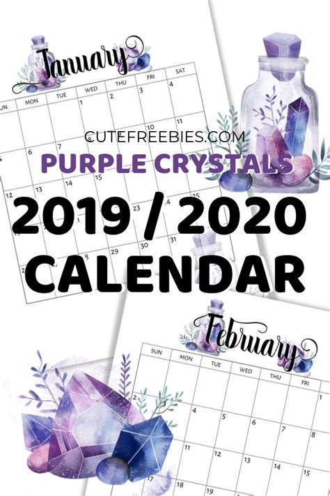 Free Printable 2023 2024 Calendar Pdf Crystal Gems Cute Freebies