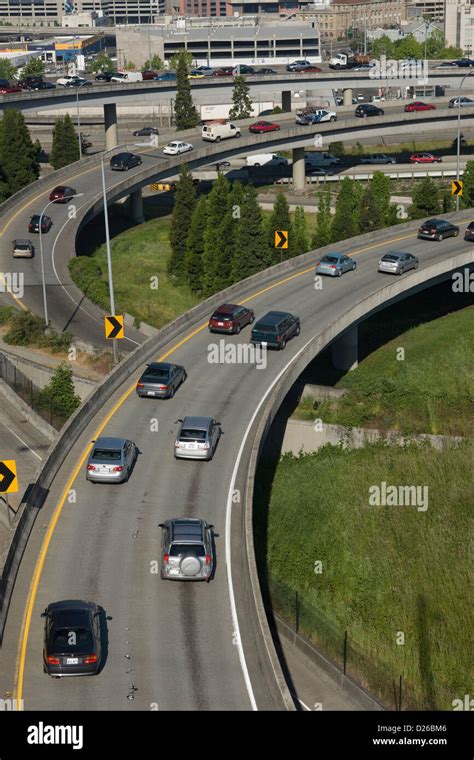 Interchange At Interstate 5 Highway Seattle Washington State Usa Stock