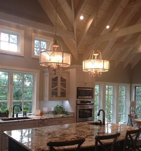 Sloped ceiling from kitchens bathrooms kitchens bathrooms and styles. French country, gray glazed cabinets, white washed vaulted ...