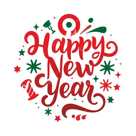 Happy New Year Red Green Creative Text Vector Happy New Year New Year