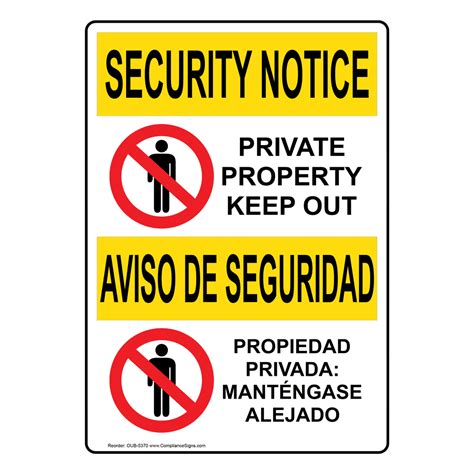 Bilingual Vertical Osha Keep Out Sign Symbol Security Notice
