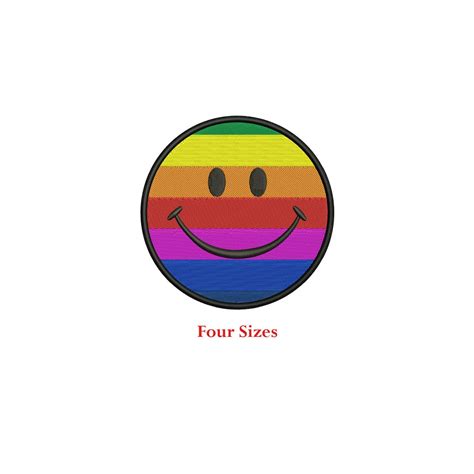 Rainbow Smiley Face Machine Embroidery Design Happy Face Etsy