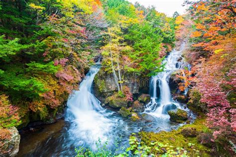 Ryuzu Falls In Autumn Season At Nikko Japan Stock Photo Image Of