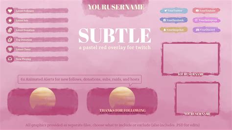 Subtle Red Pastel Red Twitch Overlay For Streamlabs Obs