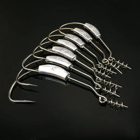 25pcs Weighted Offset Jig Hooks With Spring Twist Lock Soft Worm Pike 1