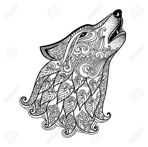 Zentangle Wolf Coloring Pages Tripafethna