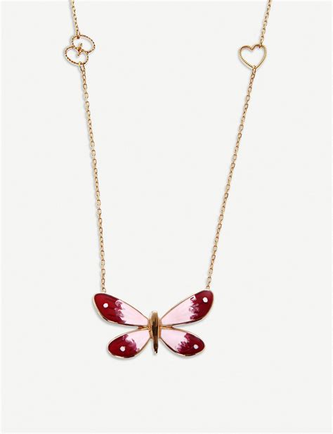 Gucci Flora 18ct Rose Gold Butterfly Necklace In Metallic Save 14 Lyst