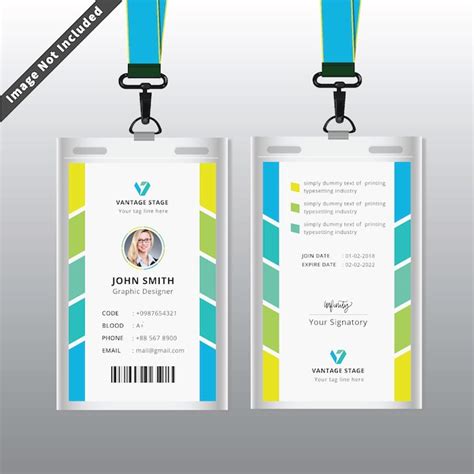 Cartão De Identificação Colorido Vetor Premium