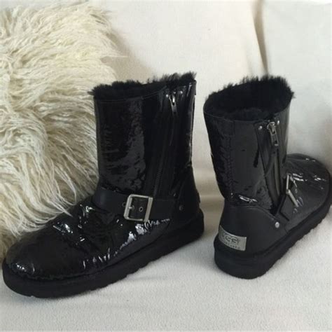 Ugg💀black Patent Leather Zipper Boots Ugg💀black Patent Leather Boots