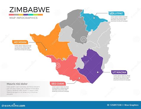 Zimbabwe Map Infographics Vector Template With Regions And Pointer