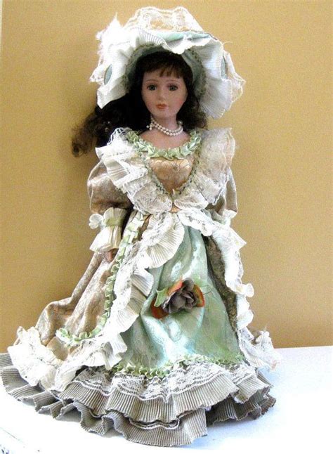 Vintage Red Green White Porcelain Doll Victorian By Arcadia21
