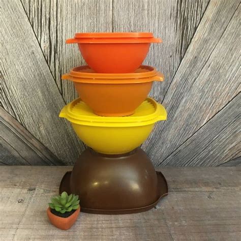 Vintage Tupperware Servalier Bowl Set Plastic Square Fall Etsy
