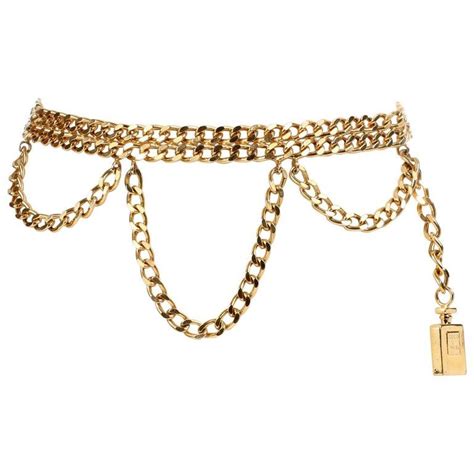 This Authentic Chanel Perfume Bottle Triple Chain Belt Is In Excellent