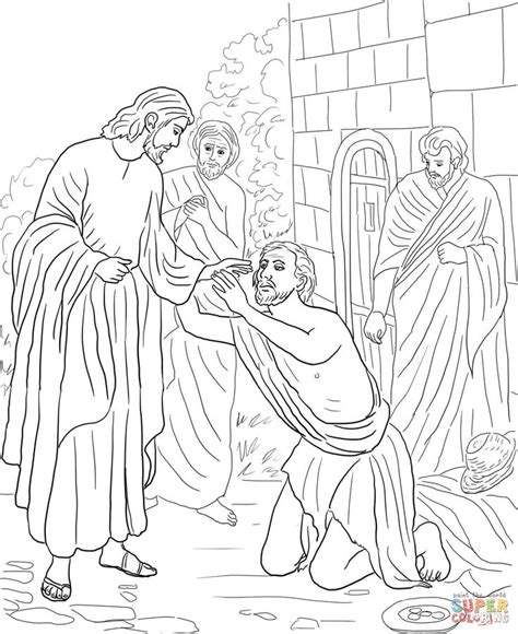 As he washed, something wonderful happened! Jesus heals blind Bartimaeus | Sunday school coloring ...