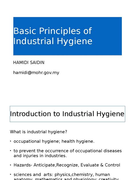 Industrial Hygiene Programme Occupational Hygiene Occupational