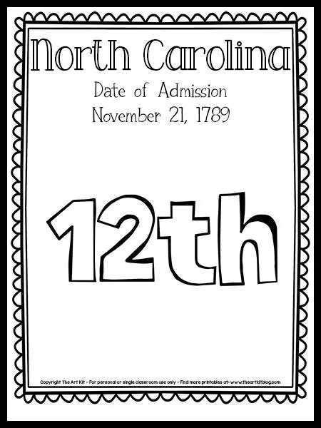 North Carolina Coloring Page The 12th State Free Printable The