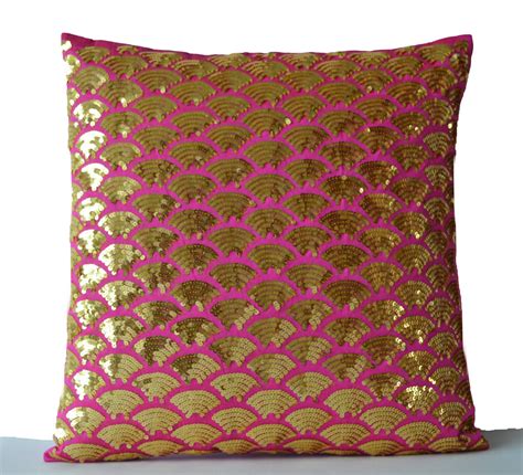 Gold Accent Pillow Pink Gold Pillows Sequin Pillow Covers Etsy